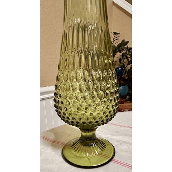 Vintage Fenton 18.5" Hobnail Swung Avocado Green Vase Avocado Green - Picture 3 of 6